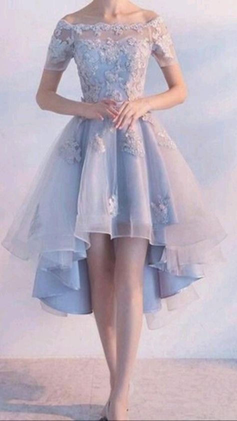 Light Blue Homecoming Dresses, Homecoming Dresses High Low, Short Sleeve Prom Dresses, Blue Homecoming Dress, Wedding Dresses High Low, Light Blue Prom Dress, High Low Prom Dresses, Cheap Homecoming Dresses, Blue Homecoming Dresses