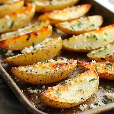 Baked Garlic Parmesan Potato Wedges Baked Garlic Parmesan Potato Wedges, Garlic Parmesan Potato Wedges, Garlic Potato Wedges, Parmesan Potato Wedges, Amish White Bread, Parmesan Potato, Garlic Parmesan Potatoes, Parmesan Potatoes, Baked Garlic