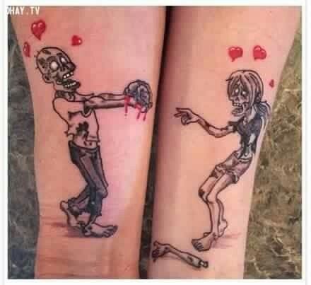 Tattoo love zombies Ehe Tattoo, Couple Tats, Couple Tattoos Unique Meaningful, Partner Tattoos, Couple Tattoos Love, Swag Dress, Zombie Tattoos, Best Couple Tattoos, Cute Couple Tattoos