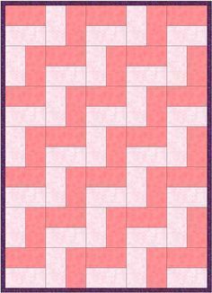 The most simple split rail design - using 2 strips per block Fence Rail Quilt Pattern Variation, Rail Fence Baby Quilt Free Pattern, Zig Zag Quilt, Quick Quilts, Rail Fence Quilt, Charity Quilts, Patchwork Fashion, Jelly Roll Quilt Patterns, Rail Fence