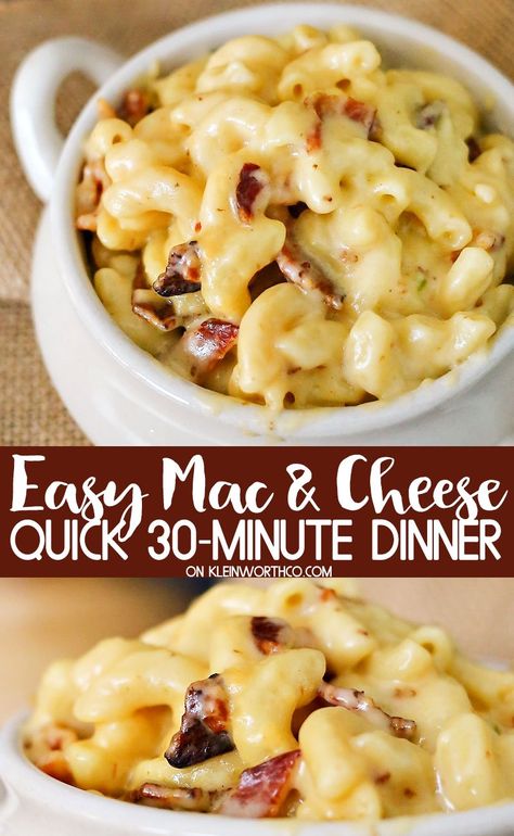 Simple Macaroni And Cheese Recipe, Cheese Macaroni, Cheese Dinner, Easy Mac And Cheese, Easy Family Dinner, Quick Pasta Recipes, Bacon Mac And Cheese, Recipe Pasta, Easy Bacon