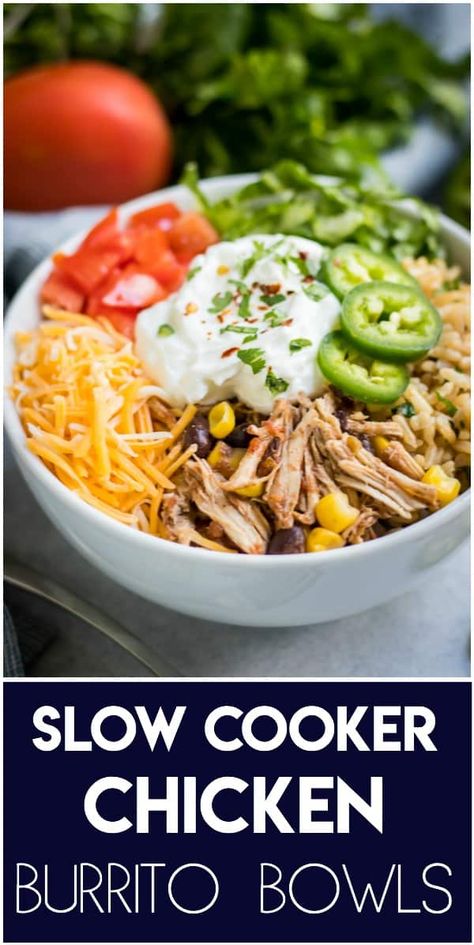 Simple Slow Cooker Chicken, Slow Cooker Burrito, Juicy Shredded Chicken, Chicken Black Beans, Chicken Burrito Bowls, Chicken Burrito, Chicken Burrito Bowl, Burrito Bowls, Chicken Burritos