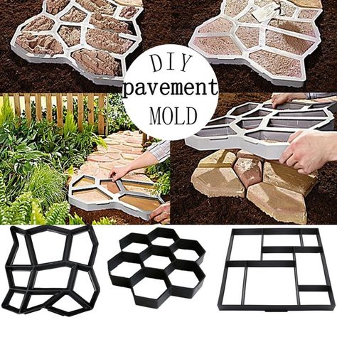 Path Floor Mould, Diy Paving, Walk Maker, Diy Path, Diy Garden Landscaping, Diy Driveway, Concrete Stepping Stones, Stone Road, Driveway Paving