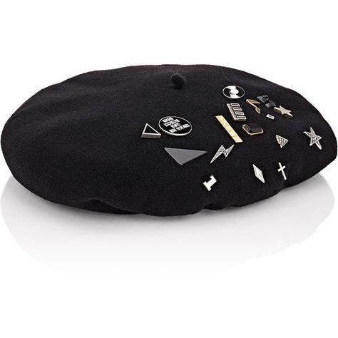 Saint Laurent Embellished Beret (5,655 AED) ❤ liked on Polyvore featuring accessories, hats, black, leather hat, leather beret, yves saint laurent, beret hat and embellished hats Black Leather Beret, Embellished Beret, Embellished Hats, Black Beret Hat, Black Leather Hat, Hats Beret, Beret Black, Felt Beret, Stray Kids Outfits