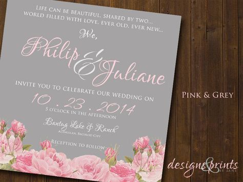 Pink and Grey Motif Wedding Invitation Pink And Grey Wedding Invitations, Pink And Grey Wedding, Motif Wedding, Wedding Motif, Bacolod City, Bacolod, Grey Wedding, Wedding 2025, Gray Weddings