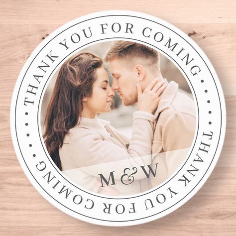 Thank You For Coming Wedding Classic Custom Photo Classic Round Sticker Custom Photo Magnets, Bachelorette Weekend Itinerary, Photo Classic, Serif Typography, Script Wedding Invitations, Photo Balloons, Blue Bridal Shower, Wedding Stickers Labels, Wedding Magnet