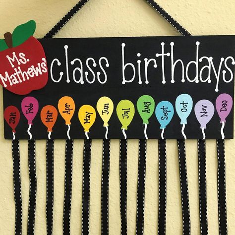 Birthday Chart Classroom, Birthday Board Classroom, Class Birthdays, Kindergarten Classroom Decor, Birthday Display, Classroom Birthday, Diy Classroom, Class Decoration, Birthday Board