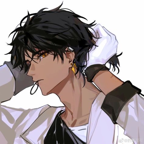 Black Hair Anime Guy, Guys With Black Hair, Black Anime Guy, الفن الرقمي, Japon Illustration, Dark Anime Guys, Black Anime Characters, Cool Anime Guys, Digital Art Anime