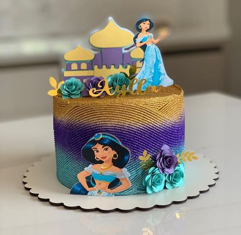 Jasmine Birthday Cake, Princess Jasmine Cake, Birthday Cake Icing, Jasmine Cake, Princess Jasmine Party, Lily Cake, Princess Jasmine Birthday Party, Princess Jasmine Birthday, Jasmine Party