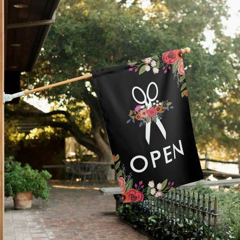 Black Boho Flowers Open Hair Salon - Popular Zazzle Product! Best choice, tags : #invitations, #tshirt, #card, #InvitationsCard, #legging, #trending, #holiday Open Business, Home Hair Salons, Dream Salon, Open Hair, Hair Salon Interior, Open Sign, Hair Salon Decor, Salon Signs, Salon Suites