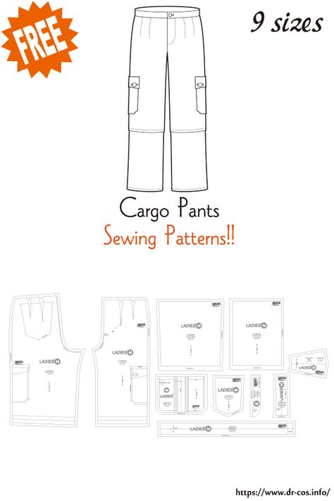 This is the pattern of Cargo Pants. inch size(letter size) Children's-4,8,10/Ladies'-S,M,L,LL/Men's-L,LL cm size(A4 size) Children's-100,120,140/Ladies'-S,M,L,LL/Men's-L,LL Added the number of fabric meters required for each size Pattern For Cargo Pants, Cargo Sewing Pattern, Denim Pants Sewing Pattern Free, Unisex Pants Pattern, Cargo Pant Sewing Pattern, Free Cargo Pants Pattern, Womens Cargo Pants Sewing Pattern, Cargo Pattern Pants, Pattern Pants Men