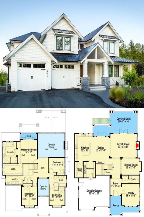 House Plans All Bedrooms Together, House Plan Layout Design, Modern Craftsman House Exterior 2 Story, 4 Bed Farmhouse Floor Plans, Narrow Lot Floor Plans 2 Story, 2 Story Open To Below Floor Plans, Narrow 5 Bedroom House Plans, 5 Bedroom Narrow Lot House Plans, Narrow Craftsman House Plans