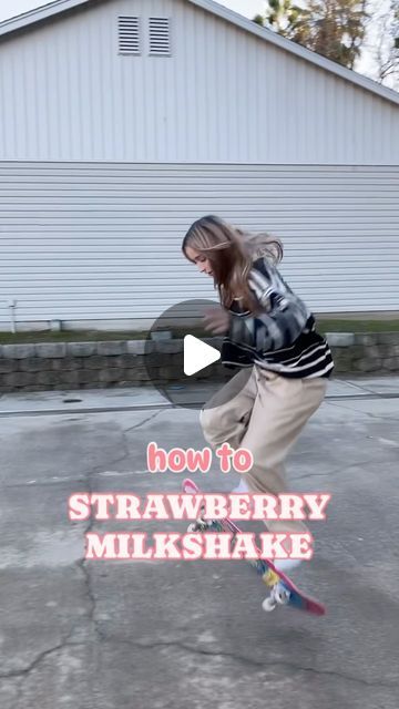 ella on Instagram: "how-to Strawberry Milkshake!! It’s been over a year since my last tutorial which was my first video reaching in the millions! hope y’all enjoy this updated version 🌷🍓 y’all if u don’t like the name just move on tbh 😭 and nah it’s different than a cig flip or casper flip!! #girlskate #skategirl #strawberrymilkshake #tutorial #skatetutorial #girlskaters #girlskater #skatergirl #skatergirls" How To Strawberry Milkshake Skateboard, How To Skate, How To Start Skating, How To Start Skateboarding, Strawberry Milkshake Skateboard, How To Kick Flip Skateboard, Girl Skater, Skate Girl, Strawberry Milkshake