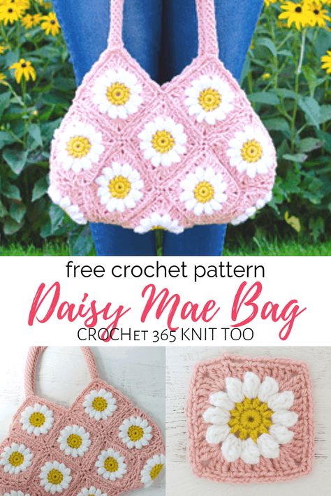 Crochet Daisy Purse Free Pattern, Crochet Flower Purse Pattern, Daisy Crochet Bag Pattern Free, Crochet Daisy Bag Pattern, Crochet Flower Purse Free Pattern, Crochet Flower Bag Pattern Free, Crochet Granny Square Bag Pattern Free, Crochet Ideas Free Patterns, Flower Crochet Bag Pattern