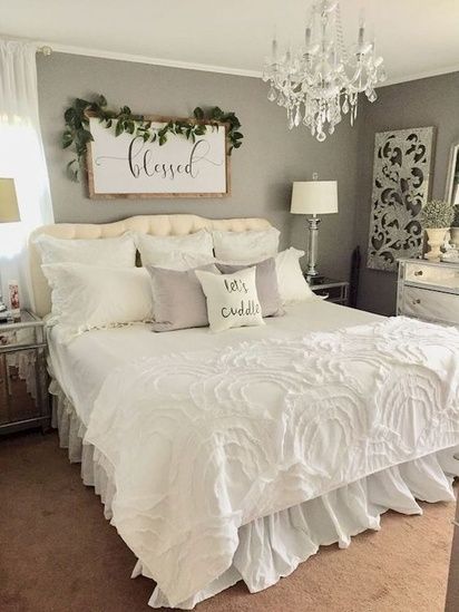 Farmhouse Home Design, Design Ložnic, Condo Bedroom, Rustic Bedroom Decor, White Bed, Country Bedroom, Farmhouse Bedroom Decor, San Blas, Diy Farmhouse