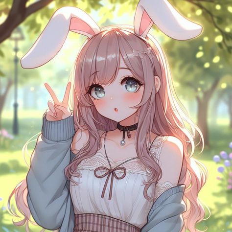 Bunny Animepfp, Bunny Girl Reference, Anime Bunny Oc, Bunny Girl Pfp, Bunny Girl Oc, Haunted Cottagecore, Rabbit Character Design, Vtuber Ideas, Anime Rabbit