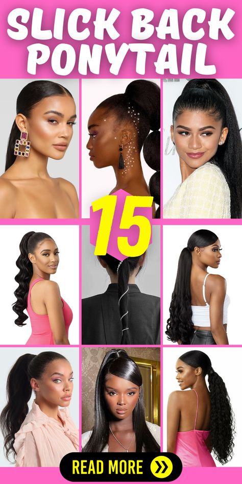 Look no further than the sleek and stylish slick back ponytail! Whether you have long, short, curly, or straight hair, this versatile hairstyle is perfect for various occasions. Show off your natural hair or straighten it for a sleek finish. The slick back ponytail is a favorite among black women, adding an elegant touch to any look. Find tutorials and inspiration for the perfect slick back ponytail on Pinterest and elevate your style to new heights. Straighten Ponytail Hairstyles, Long Low Ponytail Hairstyles, Long Straight Ponytail Black Women, 3 Part Slick Back Ponytail, 3 Part Slick Back, Low Slick Back Ponytail, Slick Back Ponytail Black Women, Pull Back Hairstyles, Perfect Slick Back