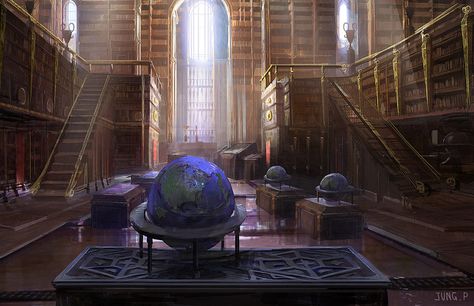 Library by jungpark Hidden Object Game, Anime Places, Games Design, Fantasy Background, Fantasy Setting, Fantasy Places, 판타지 아트, Environment Design, The Favourite