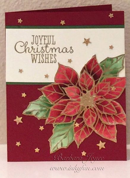 CC748 Joyful Christmas Stampin Up Joyful Christmas Cards, Stampin Up Joyful Christmas, Joyful Christmas Stampin Up Cards, Traditional Girl, Welcome To Christmas, Poinsettia Cards, Heat Embossing, Simple Layout, Gold Foil Paper