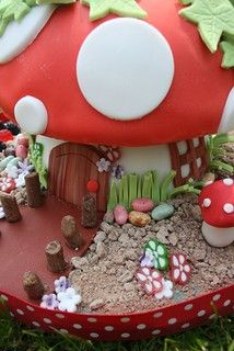 toadstool cake | Blogged at http//littlebuttontales.typepead… | Littlebuttontales | Flickr Fairy Mushroom Birthday Cake, Mushroom Fondant Cake, Mushroom House Cake, Mushroom Cake Design, Mushroom Cake Ideas, Fairy Fondant, Mushroom Birthday Cake, Mushroom Cakes, Fairy House Cake