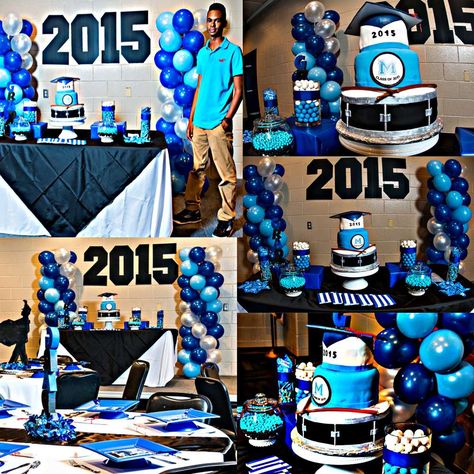 Drum Line Graduation Party | CatchMyParty.com End Of School Party Ideas, End Of School Party, School Party Ideas, Grad Party Favors, High School Marching Band, School Open House, Graduation Open Houses, High School Band, Drummer Boy