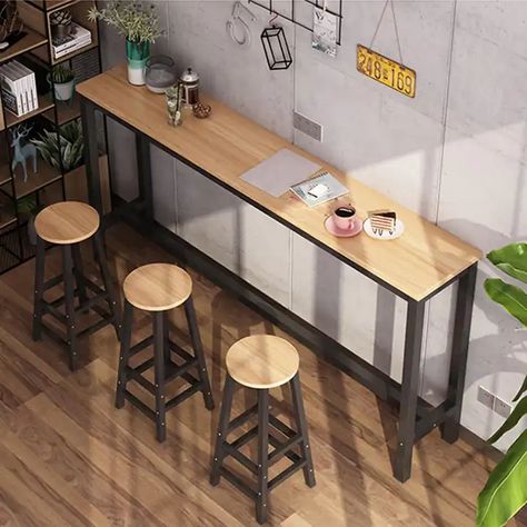 Home Kitchen Counter Working High Top Long Narrow Modern Bar Table Andchair Narrow Bar Table, Bar Kitchen Counter, Narrow Bar, Modern Bar Table, Home Bar Kitchen, Chair And Table, Working Table, Counter Height Table, Kitchens And Bedrooms