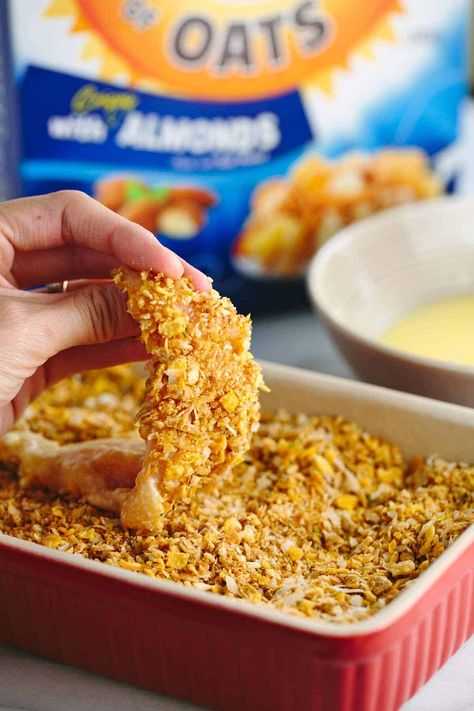 Cereal Chicken, Crunchy Baked Chicken, Oats Cereal, Honey Bunches Of Oats, Chicken Finger Recipes, Crusted Chicken Tenders, Chicken Tenders Recipe, Eat More Chicken, Baked Chicken Tenders