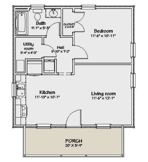 Cottage Plan: 576 Square Feet, 1 Bedroom, 1 Bathroom - 1502-00022 700 Sq Ft House Plans, 500 Sq Ft House Plans, 700 Sq Ft House, 500 Sq Ft House, One Bedroom House Plans, 1 Bedroom House Plans, In Law House, Small Cottage House Plans, One Bedroom House