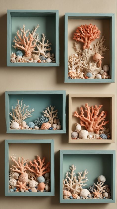 Craft For Bedroom Decor, Sea Shells Room Decor, Sea Shell Crafts Diy Mason Jars, Shells Room Decor, Crafts Using Shells Seashells, Diy Ocean Decor Sea Theme Wall Art, Sea Shell Craft Ideas, Diy With Shells Ideas, Sea Shell Diy Ideas