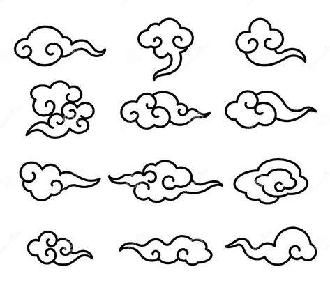 Collection of Chinese Cloud Pattern Set. Line Art Style Chinese Cloud Series Stock Vector - Illustration of culture, element: 159096856 Chinese Cloud Illustration, Chinese Cloud Pattern, Chinese Clouds, Sculpting Ideas, Vector Line Art, Cloud Illustration, Line Art Style, Chinese Pattern, Cloud Pattern