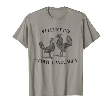 Funny Chicken Gifts, Fluent in Fowl language T-Shirt Vintage Chicken Art, Lovers Chicken, Chicken Silhouette, Plymouth Rock Chicken, Vintage Chicken, Chicken Lover Gifts, Farm Tshirt, Chicken Shirt, Chicken Gifts