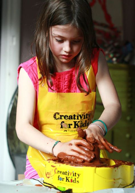 Throwing a Pot on the Kids Pottery Wheel #kidsart #kidscrafts #artsandcrafts #kidsactivities Make Clay Pots, Homeschool Yearbook, Kids Pottery Wheel, Easy Art For Kids, Art Activities For Toddlers, Clay Techniques, Kids Homemade, Homemade Art, Kids Pottery