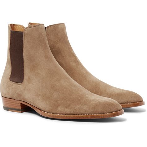 Saint Laurent Suede Chelsea Boots ($945) ❤ liked on Polyvore featuring men's fashion, men's shoes, men's boots, yves saint laurent mens boots, mens suede boots, yves saint laurent mens shoes, mens suede chelsea boots and beige mens dress shoes Mens Tan Boots, Tan Suede Chelsea Boots, Beige Chelsea Boots, Chelsea Boots Men Outfit, Mens Suede Boots, Boots Men Outfit, Suede Shoes Men, Saint Laurent Jeans, Boots Outfit Men