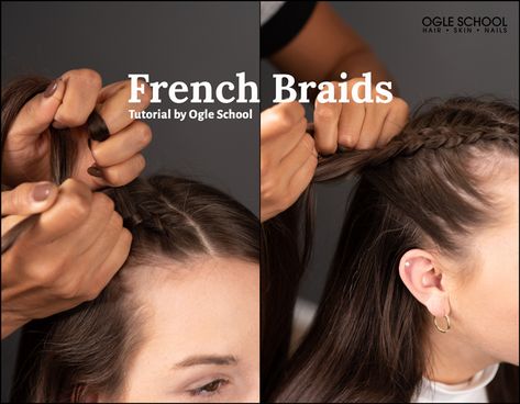 How To French Braid - Step by Step Tutorial on French Braids To French Braids, Front French Braids, French Braiding, How To French Braid, Reverse Braid, French Braids Tutorial, Braids Step By Step, Braids Pictures, Tight Braids