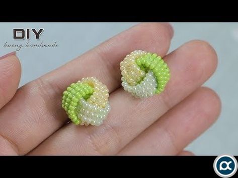 Handmade How to make beaded stud earrings. Knot earrings diy - YouTube #makeup #makeupideas... Beaded Stud Earrings, Anting Manik, Beaded Earrings Tutorials, Beaded Earrings Diy, Knot Stud Earrings, Knot Studs, Pola Gelang, Gelang Manik, Beaded Jewelry Tutorials