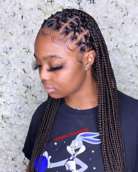 Criss Cross Box Braids Hairstyles, Cross Twist Hairstyles, Cross Cross Knotless Braids, Criss Cross Box Braids, Med Braids, Knowles’s Braids Hairstyles, Knowles’s Braids, Cross Cross Braids, Criss Cross Hairstyle