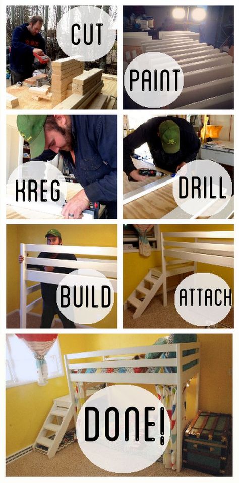 How to Build DIY Kids Loft Bunk Beds Loft Bed Diy, Bunk Beds Small Room, Ikea Loft Bed, Beds For Small Rooms, Loft Bed Plans, Diy Loft Bed, Diy Bunk Bed, Kids Loft, Loft Bunk Beds