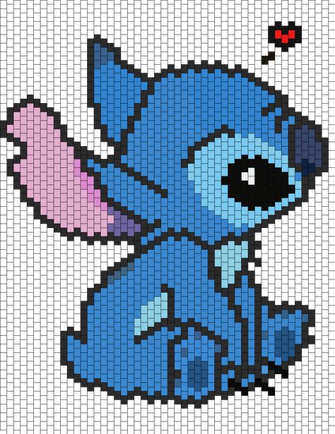 Pixel Art Stitch, Pixel Art Minecraft, Image Pixel Art, Modele Pixel Art, Graph Paper Drawings, Disney Cross Stitch Patterns, Pixel Art Templates, Pony Bead Patterns, Kandi Patterns