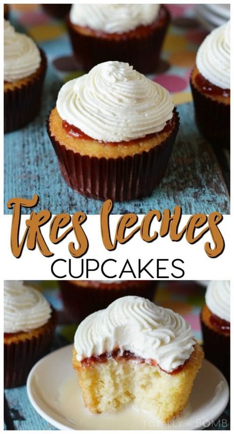 Tres Leches Cupcakes, Cupcakes Recipes, Cupcakes Cake, Mexican Dessert, Tres Leches, Köstliche Desserts, Dessert Cupcakes, Yummy Cupcakes, Savoury Cake