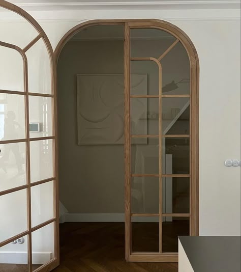 Arched Glass Pocket Doors, Rounded Interior Doors, Arched Sliding Doors Interior, Arched Bifold Doors, Arched Room Divider, Archway Doors Interior, Arched Glass Door, Arch Glass Door, Arched French Doors Interior