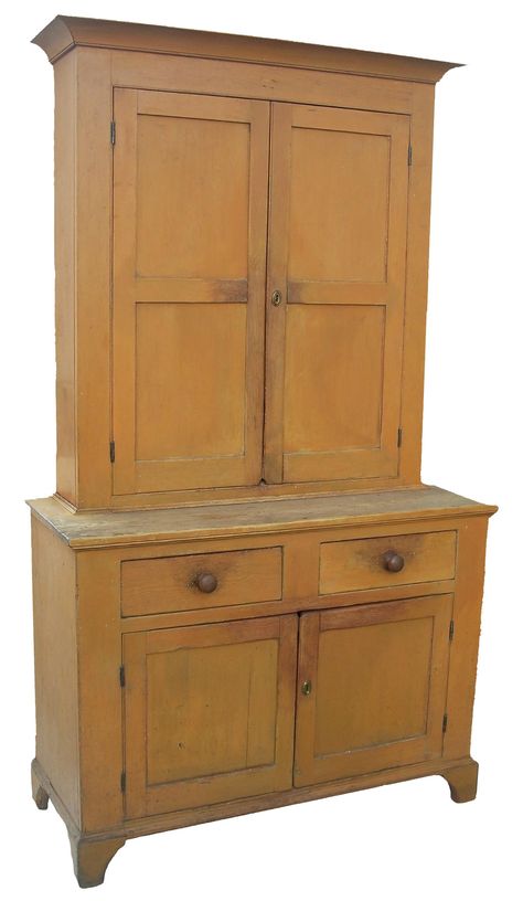 Stepback Cupboard, Primitive Hutch, Primitive Cabinets, Primitive Cupboards, Paneled Doors, Primitive Living, Country Treasures, Antique Cupboard, Painted Cupboards