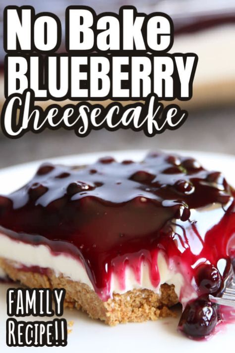 This classic no-bake cheesecake recipe is made with 1 brick of cream cheese and sweetened condensed milk. Top with blueberry pie filling or the pie filling of your choice. Creamy, tart-sweet and delicious, it's the perfect refreshing dessert for summer parties and pot-lucks. #HappyHooligans #NoBake #Cheesecake #CreamCheese #Condensed Milk, #GrahamCracker #Crust #Summer #Dessert #Easy #Recipe Sweetened Condensed Milk Cheesecake Recipes, No Bake Cheesecake With Condensed Milk, Desserts With Condensed Milk, Cheesecake Condensed Milk, Condensed Milk Cheesecake Recipes, Blueberry Cream Cheese Pie, Pear Preserves, Dessert For Summer, Blueberry Desserts Recipes