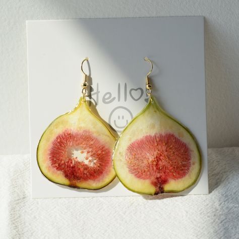 Welcome to my shop! Nice to meet you:) * Pedant Size: about  2.8 inch (Figs) The earrings are made of dried real pressed figs and resin. Due to the handmade products, the earrings you received will be a little difference from the images but very similar, that means you have the unique earrings in the world. The resin earrings are one of the best gifts for her birthday, wedding, mother's day, anniversary. * Write greeting cards for free: Maybe you are choosing a special gift for your sister, fema Sensitive Earrings, Botanical Earrings, Fruit Jewelry, Nature Earrings, Fruit Earrings, Hypoallergenic Earrings, Birthday Gifts For Her, Bling Bling, Resin Jewelry