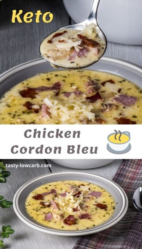 Cordon Blue Soup, Chicken Cordon Bleu Soup, Cordon Bleu Soup, Keto Chicken Cordon Bleu, Cordon Blue, Low Carb Soup Recipes, Chicken Ham, Chicken Cordon, Keto Soup