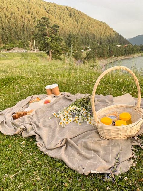 Book Picnic Aesthetic, White Picnic Aesthetic, Lake Picnic, Minimalist Kawaii, Sky Scenery, Cute Picnic, Grass Tree, Flower Fruit, Food Bread