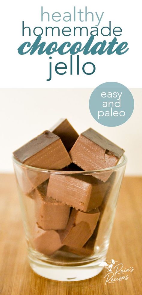 Healthy Homemade Chocolate Jello (only 4 ingredients!) Low Cal Jello Desserts, Chocolate Pudding With Gelatin, Dye Free Jello, Homemade Jello With Gelatin, Coconut Milk Jello, Paleo Jello, Almond Jello, Healthy Jello, Carnivore Snacks