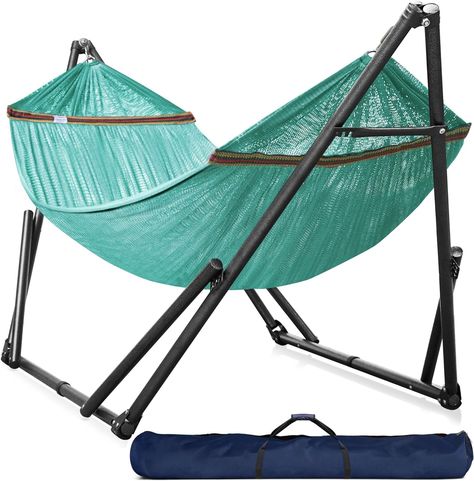 Tranquillo Double Hammock with Stand Included for 2 Persons/Foldable Hammock Stand 600 lbs Capacity Portable Case - Inhouse, Outdoor, Camping Double Hammock With Stand, Hammock Netting, Hammock With Stand, Hammock Stands, Portable Hammock, Spreader Bar, Double Hammock, Hammock Stand, Hammock Camping