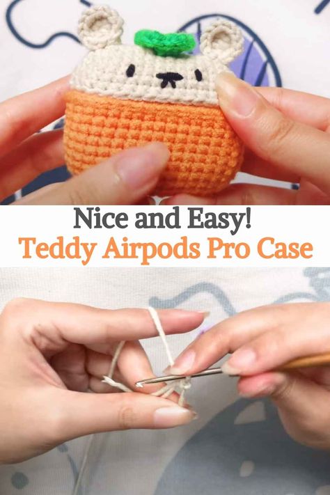 In this opportunity we will learn to weave a cute case with teddy bears for our airpods. It is a very cute, tender and easy project, the creator explains the entire project process step by step. In addition, in the description she leaves us some information for the pattern, since the abbreviations she uses are not US terms, but she translates the same description for us. It can be the perfect gift for our friend, we are sure that he will love the result as much as you will love doing.. Crochet Airpod Pro Case, Crochet Case Pattern, Crochet Airpods Case, Crochet Airpods, Teddy Bear Hug, Airpod Pro Case, Crochet Case, Crochet Car, Crochet Teddy Bear Pattern