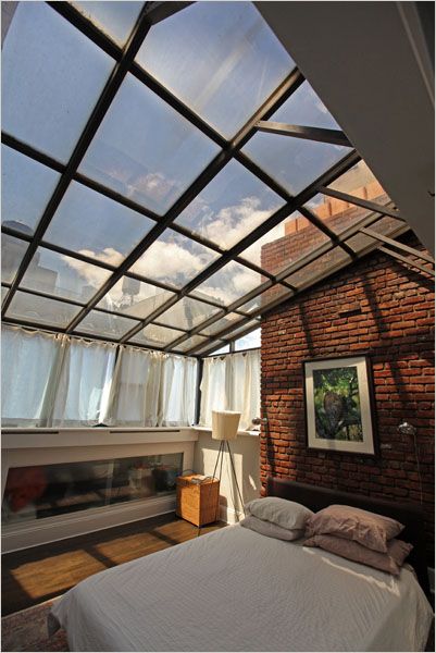 loft roof windows Window In The Roof, Loft Roof Design, Bedroom With Roof Window, Sky Roof Bedroom, Roof Window Bedroom, Bedroom With Glass Ceiling, Green House Roof Ideas, House With Glass Roof, Windows On Roof