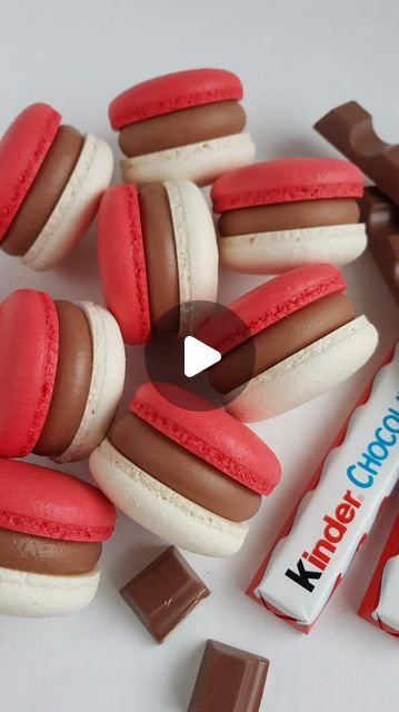 VIKTORIJA SISKOVA || MACARON | МАКАРОН 🤎 on Instagram: "New look of my kinder macarons 🤗❤️🤍❤️🤍❤️   ❤️ KINDER GANACHE RECIPE ❤️ My most popular ganache recipe that I have shared 🤗  No fancy chocolate is needed 🙌 Get Kinder Chocolate to make this yummy filling 😍❤  Ingredients: ❤ 276 grams of Kinder chocolate ❤ 132 grams of heavy cream at least 36% fat content ❤ 30 grams of unsalted butter with 82.5% fat content  Method: ❤ Break the chocolate into pieces and melt it in a microwave or over your stove / hob. ❤ Heat the heavy cream until it reaches 80C - 85C and pour it over melted chocolate. Leave for 30 seconds and then using a hand blender, blend to combine both parts and make a smooth emulsion. ❤ Add the butter cut into cubes and blend again. ❤ Pour your ganache into a wide container, Macaron Ganache Filling, Filling For Macarons, Fancy Chocolate, Chocolate Ganache Filling, Ganache Recipe, Melted Chocolate, Hand Blender, Chocolate Ganache, Finger Food